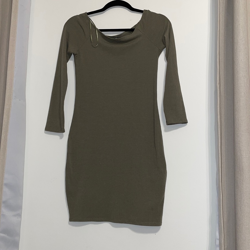 Cotton On Sage Green Ribbed Body Con Dress